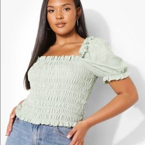 Boohoo puff sleeve crop top